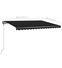 Auvent manuel rétractable avec LED 400x300 cm Anthracite