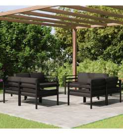 Salon de jardin 8 pcs avec coussins Aluminium Anthracite