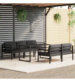 Salon de jardin 6 pcs avec coussins Aluminium Anthracite