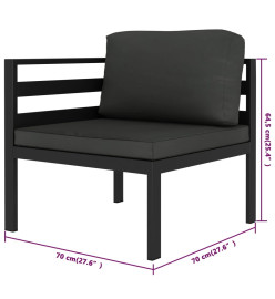 Salon de jardin 4 pcs avec coussins Aluminium Anthracite