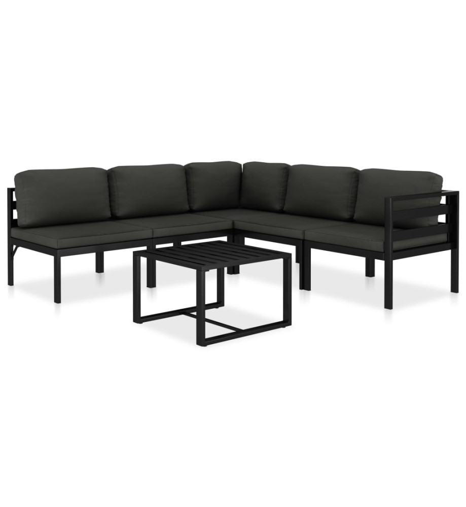 Salon de jardin 6 pcs avec coussins Aluminium Anthracite Salon de jardin 6 pcs avec coussins Aluminium Anthracite
