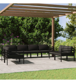 Salon de jardin 8 pcs avec coussins Aluminium Anthracite