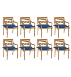 Chaises Batavia avec coussins 8 pcs Bois de teck solide