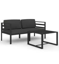Salon de jardin 3 pcs avec coussins Aluminium Anthracite