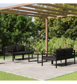 Salon de jardin 5 pcs avec coussins Aluminium Anthracite
