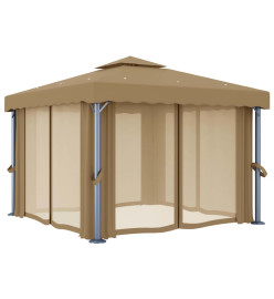 Tonnelle avec rideau 3x3 m Taupe Aluminium