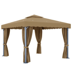 Tonnelle avec rideau 3x3 m Taupe Aluminium