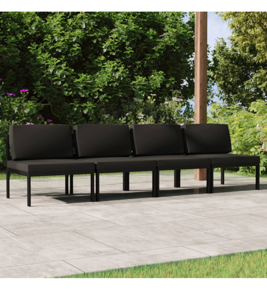 Canapé de jardin 4 places avec coussins Aluminium Anthracite Canapé de jardin 4 places avec coussins Aluminium Anthracite