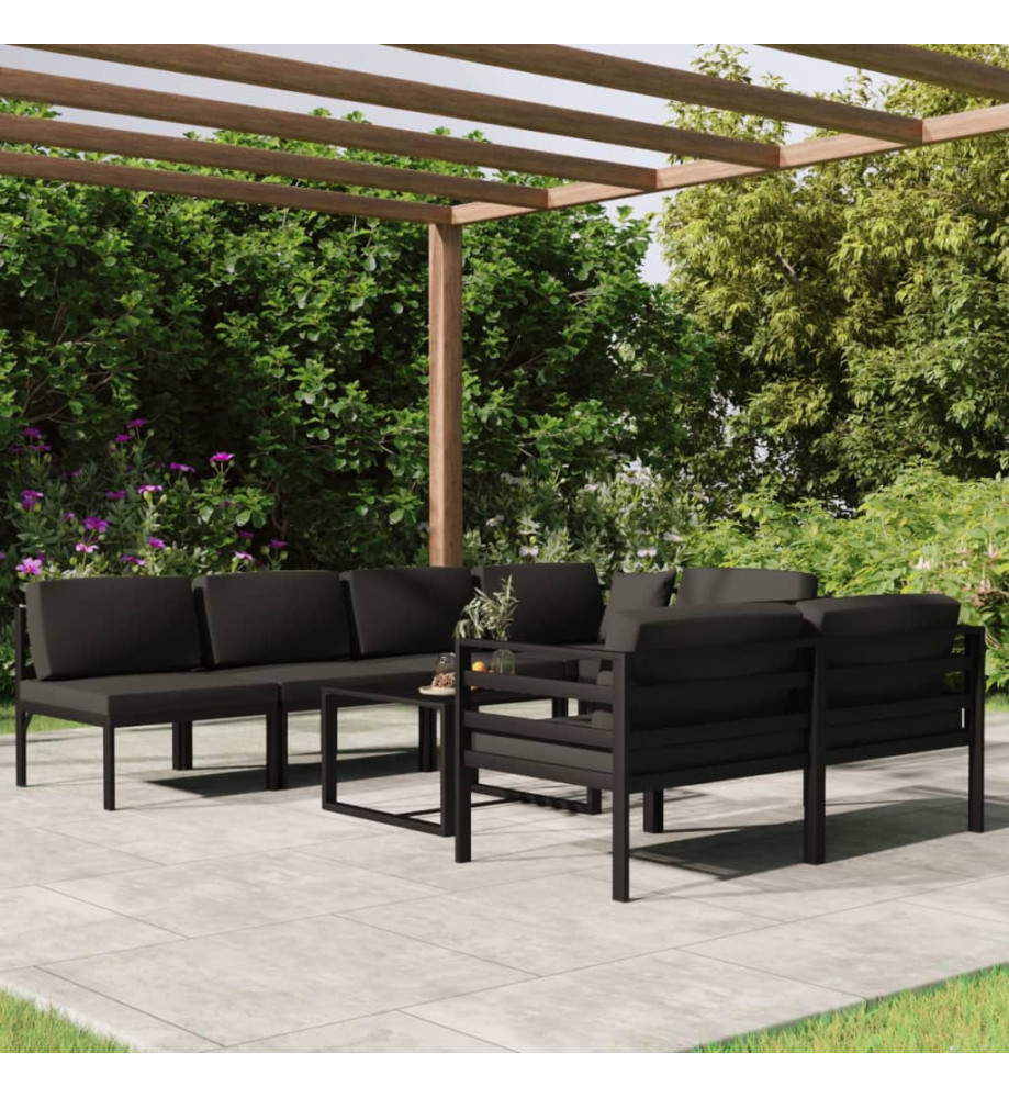 Salon de jardin 8 pcs avec coussins Aluminium Anthracite Salon de jardin 8 pcs avec coussins Aluminium Anthracite