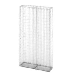 Mur de gabion avec pierres de verre et lampe LED 85x30x200 cm