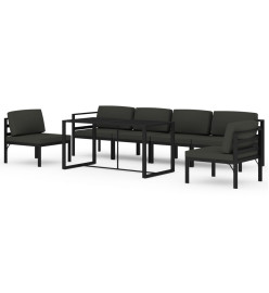 Salon de jardin 7 pcs avec coussins Aluminium Anthracite