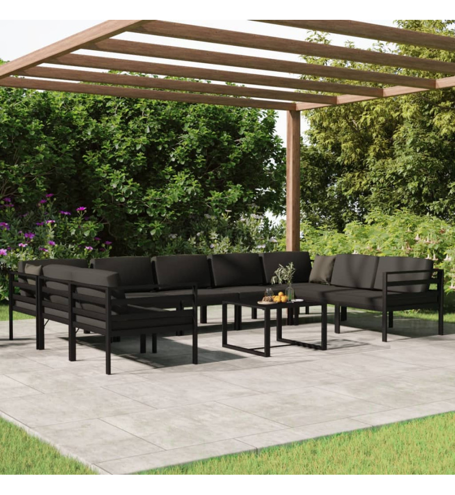 Salon de jardin 10 pcs avec coussins Aluminium Anthracite Salon de jardin 10 pcs avec coussins Aluminium Anthracite