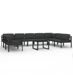 Salon de jardin 10 pcs avec coussins Aluminium Anthracite
