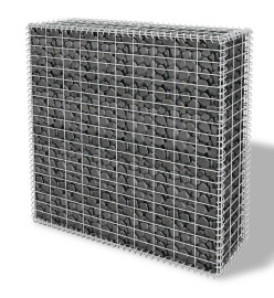 Mur de gabion avec pierres de verre et lampe LED 100x30x100 cm