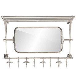 Porte-bagages avec cintres et miroir mural aluminium