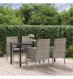 Ensemble à manger de jardin et coussins 5 pcs Anthracite
