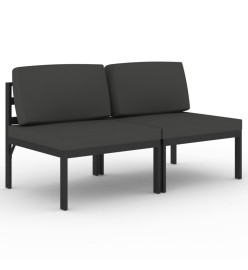 Canapé de jardin 2 places avec coussins Aluminium Anthracite
