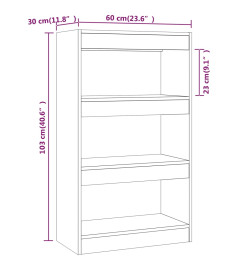 Bibliothèque/Séparateur de pièce Chêne fumé 60x30x103 cm