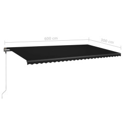 Auvent manuel rétractable avec LED 600x300 cm Anthracite