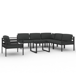 Salon de jardin 7 pcs avec coussins Aluminium Anthracite