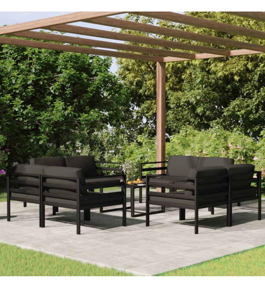Salon de jardin 9 pcs avec coussins Aluminium Anthracite Salon de jardin 9 pcs avec coussins Aluminium Anthracite