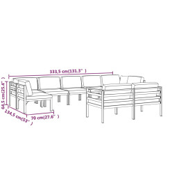 Salon de jardin 9 pcs avec coussins Aluminium Anthracite