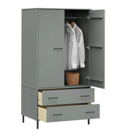 Garde-robe avec pieds en métal Gris 90x55x172,5 cm Bois OSLO