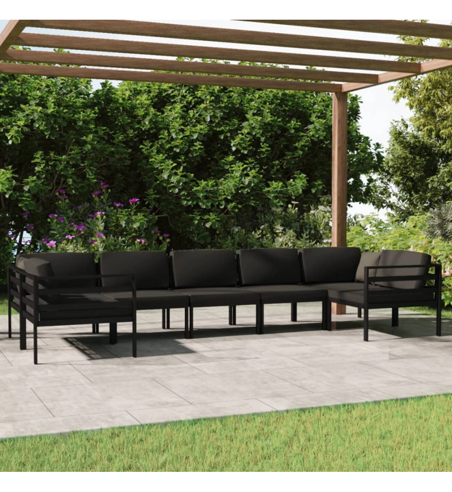 Salon de jardin 7 pcs avec coussins Aluminium Anthracite