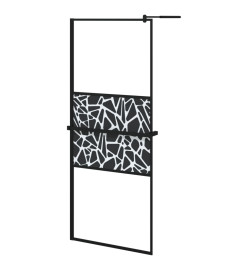 Paroi de douche avec étagère Noir 80x195 cm Verre ESG&Aluminium