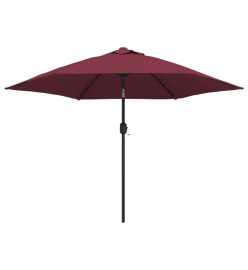 Parasol d'extérieur avec LED et mât en acier 300 cm Bordeaux