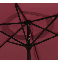 Parasol d'extérieur avec LED et mât en acier 300 cm Bordeaux