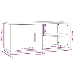 Meuble TV Blanc 80x31,5x36 cm Bois d'ingénierie