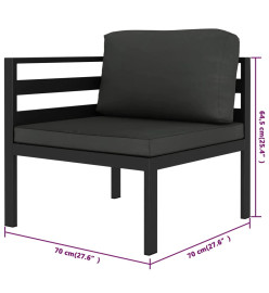 Salon de jardin 6 pcs avec coussins Aluminium Anthracite