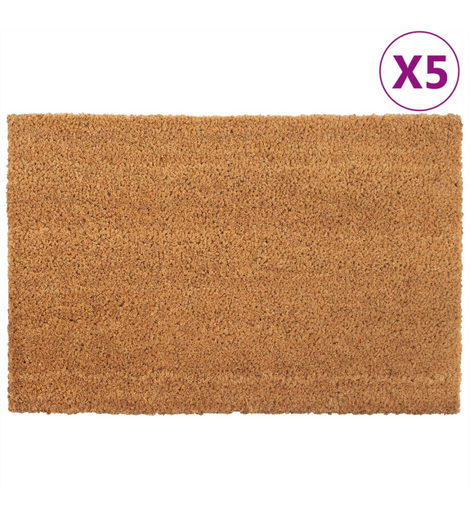 Tapis de porte 5 pcs naturel 40x60 cm fibre de coco touffeté