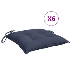 Coussins de chaise lot de 6 bleu marine 40x40x7 cm tissu oxford