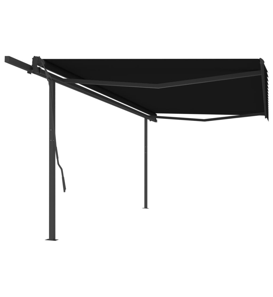 Auvent manuel rétractable avec poteaux 5x3,5 m Anthracite Auvent manuel rétractable avec poteaux 5x3,5 m Anthracite