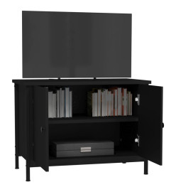 Meuble TV avec portes noir 60x35x45 cm bois d'ingénierie