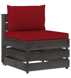 Salon de jardin 3 pcs avec coussins Bois imprégné de gris