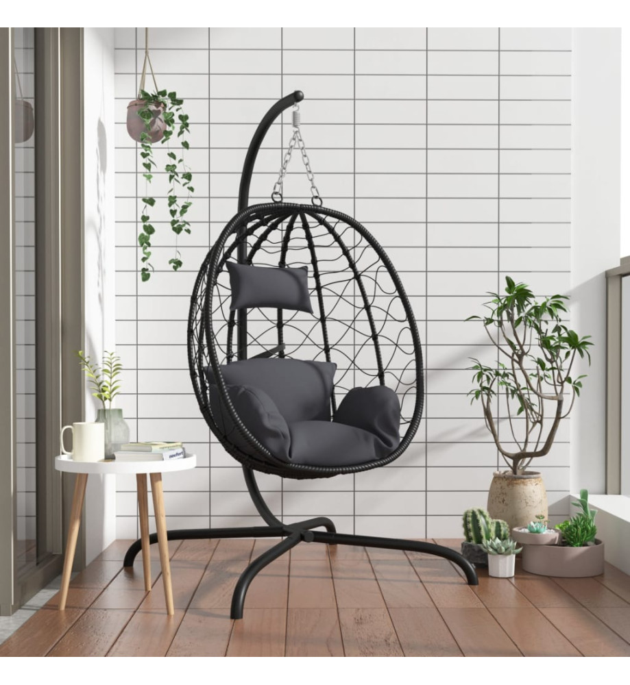 Chaise suspendue en forme d'œuf avec coussin Anthracite Chaise suspendue en forme d'œuf avec coussin Anthracite