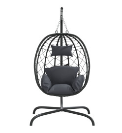Chaise suspendue en forme d'œuf avec coussin Anthracite