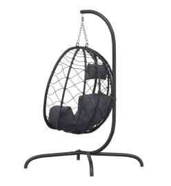 Chaise suspendue en forme d'œuf avec coussin Anthracite