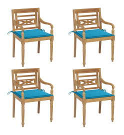 Chaises Batavia avec coussins 4 pcs Bois de teck solide