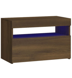 Table de chevet avec lumières LED Chêne marron 60x35x40 cm