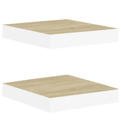 Étagères murales 2 pcs Chêne et blanc 23x23,5x3,8 cm MDF