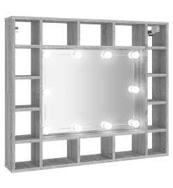 Armoire à miroir avec LED Sonoma gris 91x15x76,5 cm