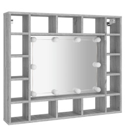 Armoire à miroir avec LED Sonoma gris 91x15x76,5 cm