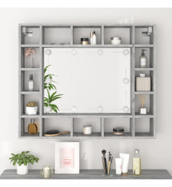 Armoire à miroir avec LED Sonoma gris 91x15x76,5 cm