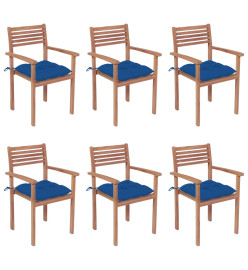 Chaises de jardin empilables avec coussins 6 pcs Teck solide