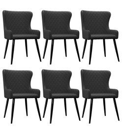 Chaises à manger lot de 6 noir tissu