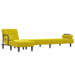 Canapé-lit en forme de L jaune 260x140x70 cm velours